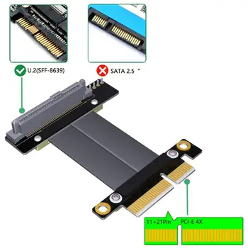 SFF-8639 U. 2 90Â° PCI-E 3.0 4X Juostele Kabelio ilgintuvas dėl U. 2 NVME SSD