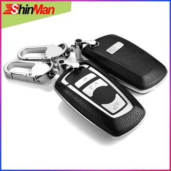 ShinMan Aukštos kokybės Karvės odos Smart Nuotolinio Pagrindinių Automobilio raktas apsaugoti shell Klavišą Atveju BMW 1 2 3 4 5 6 7 Serijos X3 X4 klavišą Dangtis