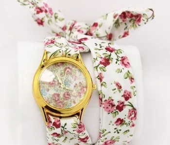 Shsby naujo dizaino Ponios gėlių audinys gėlių laikrodis moterų suknelė laikrodžiai aukštos kokybės audinio žiūrėti saldus mergaičių Apyrankę žiūrėti