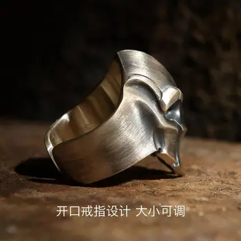 Sidabro Spartan šalmą be inlay perdėti valdinga retro vyrų atidarymo reguliuojamas žiedas