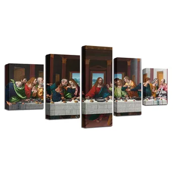 Sienos Meno Tapybos Drobės HD Spaudinių Namų Puošybai Jėzaus 5 Gabalus, Naktiniai Fone Modulinės Nuotraukas Klasikinis Kūrinys Plakatas