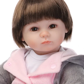 Silikono Atgimsta Bamblys Baby Doll 16inch 41cm Mergina Kūno Boneca Su Drabužiais Rudos Akys Tikroviška Mielas Dovanas Žaislas Pliušinis Dramblys