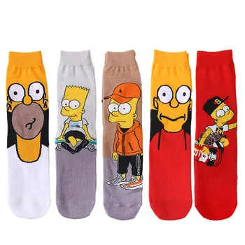 Simpsonai Kojinės Vyrams Mielas Animacinių Filmų Naujovė Juokingas Kojines Hip-Hop Streetwear Skate Sokken Dropshiping Didmeninės