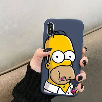 Simpsonai Telefono dėklas skirtas iPhone 12 mini Pro 11 XS MAX X XR 7 8 6 Plius Saldainiai mėlynos Spalvos Minkštas Silikoninis Dangtelis