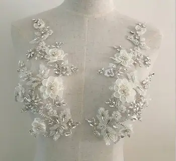 Spalvingas kalnų krištolas Kristalų Aplikacijos Pora Su 3D Gėlės, Vestuvių Aksesuarai, Vestuvių Suknelė Varčios Haute Couture Kostiumas Dekoras