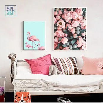 SPLSPL Šiaurės Flamingo Gėlė Sienos Nuotraukas Drobė Art Prints Plakatai Ir Dažymo Vestuvių Kambarį Apdailos Neįrėminti