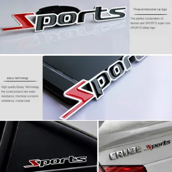 SPORTAS Sporto Modifikuoti Aliuminio Lydinio Automobilių Metalų, Automobilių, Kenčia 3D Stereoskopinis Automobilio Logotipas Dekoratyvinis Uodega Ženklo Automobilių Lipdukas