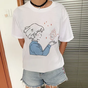 Starqueen-JBH 1pcs Sophie Bučiniai Calcife T-Shirt Moterims Tumblr Estetinės Japonų Anime Kawaii Grafinis Tee