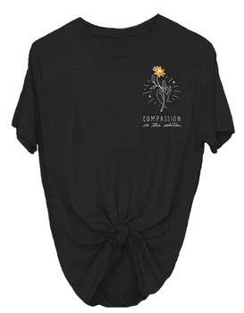 Sunfiz YF Užuojauta-Tai Sprendimas, Letter Spausdinimo Viršuje Vasaros Mados Unisex Marškinėlius Medvilnės Marškinėlius Juoda Balta