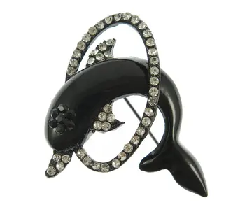 TianBo Ryškus Black Dolphin Kristalų, Sagės Vyrų, Moterų Partijos Pokylių Sagė Puikus Denim Palaidinė Kuprinė Priedai
