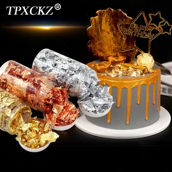 TPXCKz Imitacija Aukso Lapų Popieriaus Pyragas Apdaila Netikrą Folijos Lapų Dribsnių už Torto Kepimo, Kosmetika, maisto ruošimui, Šokoladas(2g)