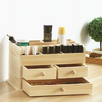 Tualetinis staliukas kosmetikos dėžutės apdailos lauke medžio masyvo paprastas darbalaukio laikymo stalčių makiažas rack storage box