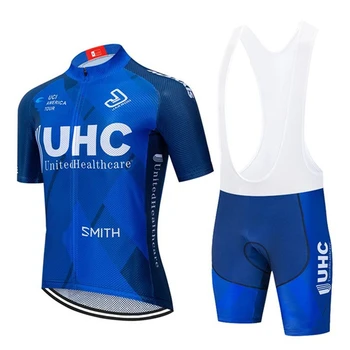 UHC 2020 m. vasarą pro komandos Vyrų dviračių drabužių ropa conjunto masculino ciclismo dviračių džersis sportiniai šortai, kombinezonai su antkrūtiniais mtb bekleidung
