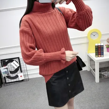 UHYTGF parduoti Rudenį, žiemą, Moterų Megzti Megztinis Golfo Atsitiktinis Minkštas Megztinis Mados Slim Plus size Elastingumą Puloveris X617