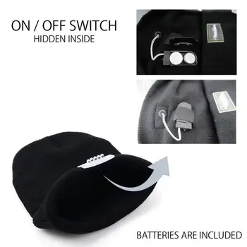 Unisex LED Šviesos Šiltos Žiemos megzti skrybėlę su :2 * mygtukas baterijos Žvejyba, Kempingas Megzti LED Šviesos Lauke Veikia Kepuraitė