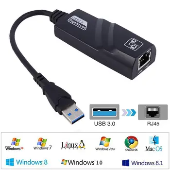 USB 3.0 10/100/1000 Mbps Gigabit RJ45 Ethernet LAN Tinklo Adapterį, Kompiuterio Kabeliai, Jungtys Nešiojamojo kompiuterio Darbalaukio TV Box