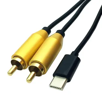 USB C Tipo Vyrų Dual RCA Male Stereo o Y Adapteris, Splitter Auksą, Padengtą RCA Kištukai 80cm/2.7 ft