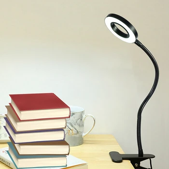 USB Mažas Stalo Lempos LED Žiedo Akių Apsauga Lempa su Žarnos Apkaba Touch-Pažadas Tamsos Darbalaukio Naktį Šviesos