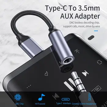 USB Tipo C iki 3,5 Ausinių Adapteris AUX Audio Kabelis USB C iki 3,5 mm Ausinių Konverteris Huawei 30 pro xiaomi 10 