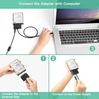 USB į SATA Adapteris USB 3.0 prie Kietųjų Diskų Keitiklio Kabelį Suderinama 2.5 3.5 Colių Kietasis Diskas Diskas SSD HDD JAV Plug