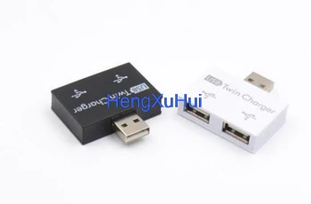 USB2.0 HUB Baterija Skirta Expander Konverteris Vienas prie Dviejų Mobiliųjų Telefonų Įkrovimo Extender