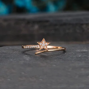USTAR Kristalai Žvaigždės vestuvių žiedai moterų mados papuošalai blizga Kubinis Cirkonis rose gold 