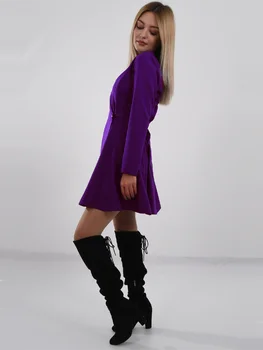 V-Kaklo, Mini Wrap Dress - Violetinė - Schapshik ® prekės ženklas