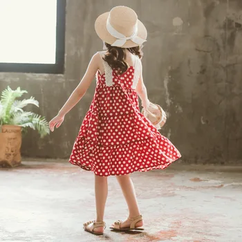 Vaikai Suknelės Mergaitėms 2019 Naujų Vaikų Liemenė Vaikiška Suknelė Suspender Suknelė Baby Princess Dress Bamblys Drabužius Dot Nėriniai,#5300