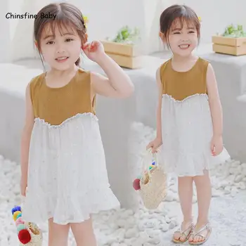 Vaikų naujų 2020 m. mergaičių suknelė vasarai naujų mažai mergaičių korėjos rankovių sijonas vaikams