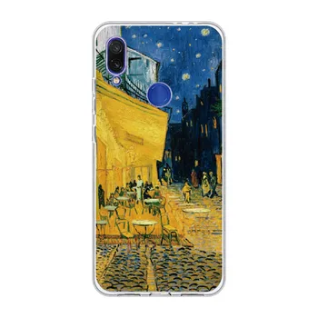 Van Gogh Žvaigždėtą Naktį Saulėgrąžų Už Xiaomi Mi Redmi Pastaba 5 6 7 8 9 10 lite Pro Plus Minkštos TPU Crystal Slim Apsaugos Aiškiai
