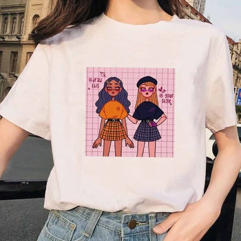 Vasaros Marškinėliai Moterims 2020 Harajuku Ullzang Animacinių filmų Marškinėlius Grafikos Anime Mados Tshirts O-kaklo korėjos Stiliaus Viršūnes Tees Moteris