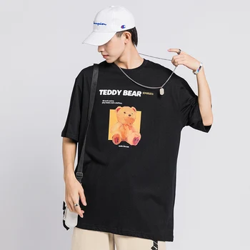 Vasarą naujų atsipalaidavęs mados prekės ženklo hip-hop animacinių filmų spausdinimo ins pora vyrų street dieną tendencija turėti trumpomis rankovėmis T-shirt