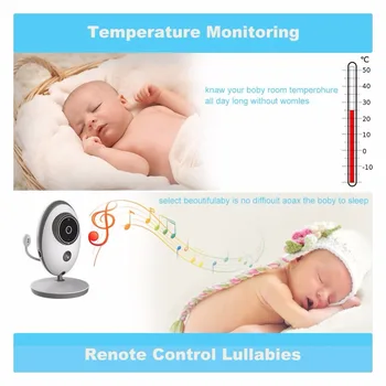 VB605 vigilabebe camara bebe ekranas 2,4 colių LCD kūdikių telefono fotoaparato infraraudonųjų SPINDULIŲ Naktinio Matymo Temperatūros Ekranas 8 Lopšines Domofonas