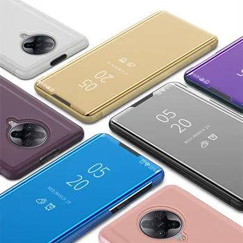 Veidrodis, Flip Case For Xiaomi Redmi Pastaba 9T Telefono dėklas PU Odos Stovėti Apkalos visišką Apsaugą Padengti Redmi Pastaba 9T