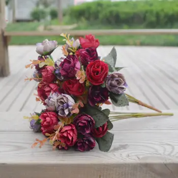 Vestuvių Dekoravimas Dirbtinės Gėlės 2vnt 42 Galva Rose Pink Silk Bijūnų Žiedai Vestuves Puokštė Pigūs Netikrą Gėlės