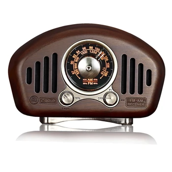 Vintage Retro Medienos FM SD MP3 Bluetooth Tranzistorius Įkraunamas Radijo Garsiakalbis, Palaiko AUX Funkcija
