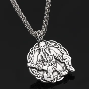 Vyrai sidabro viking amuletas, talismanas su odin kirvis karoliai pakabukas