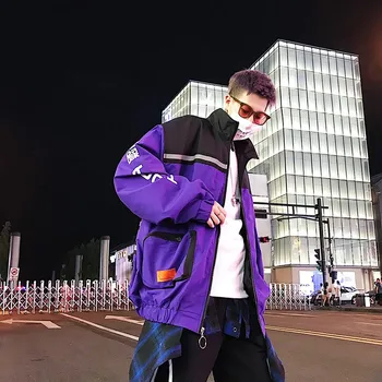 Vyriški atspindinti striukė tranšėjos paltai 2020 vyrų Harajuku kratinys hip-hop striukė tranšėjos paltai