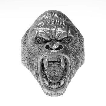 Vyriški Titano plieno Žiedas Senovinių Gyvūnų Piktas Gorila Žiedas 2020 Naujas