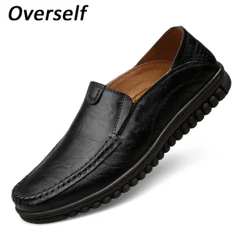 Vyrų batai Atsitiktinis natūralios Odos Mokasīni, Mados Aukštos Kokybės Mokasinai Paslysti Ant Vyrų Butas Batai Plius Dydis 46 žmogui