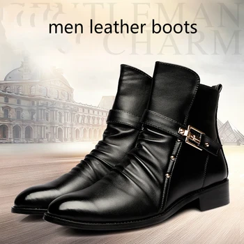 Vyrų mados minkštos odos batai motociklo punk kulkšnies įkrovos jauni ponai pažymėjo tne batai bota masculina zapatos hombre vyras