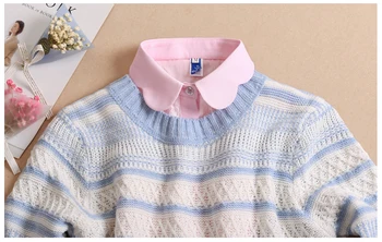 Vėliau nėrinių rožinė mėlyna nuimamas apykaklės Pavasario vasaros klasikinis false apykaklę puošia false apykaklės visos collier Lacy atvartas marškinėliai