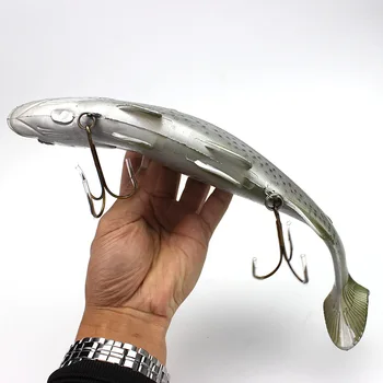 WELLSHR 30cm 400g Didelis Minkštas BaitSimulation Giliavandenių Žuvų Didelis, Pilkos Vietoje Jūros Žvejybos Minkštas Masalas Valtis