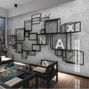Wellyu Užsakymą didelės freskos dailininko 3D trimatis minimalistinio metalo languotas raidžių naujas Kinijos TV foną
