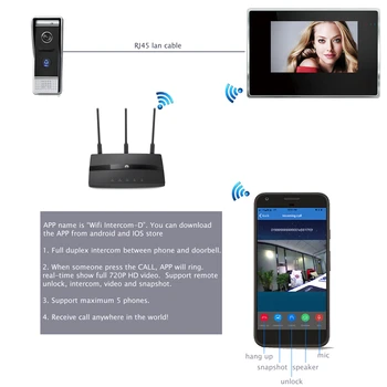 WiFi Video Domofonas Sistema IP Vaizdo Duris Telefono TuyaSmart App Nuotolinio Atrakinimo Kodą Klaviatūrą+IC Kortelės Namų Prieigos Kontrolės Jutiklinis Ekranas
