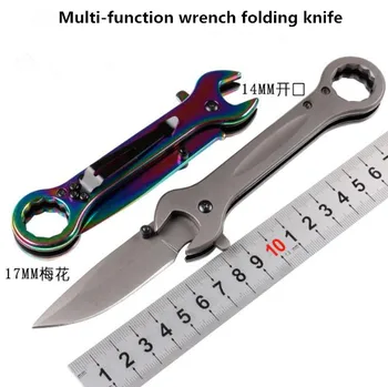 XLTOWN Multi-funkcija raktas sulankstomas peilis dvigubo galvos išnirimas lauko multi-funkcija savigynos priemonė, peilis derinys įrankis