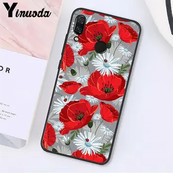 Yinuoda Raudona drugelis ant balto rožės gėlių Telefoną Atveju Xiaomi Redmi 7 Pastaba 8T Redmi 5plus 6A Note4 4X A2 A2lite