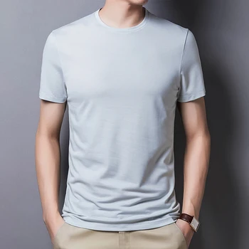 YISU 2020 m. Vasarą Vyrams marškinėliai Atsitiktinis pagrindas, O-Kaklo trumpomis rankovėmis Marškinėlius aukštos kokybės minkštas Kvėpuojantis Mulberry šilko marškinėliai Vyrams