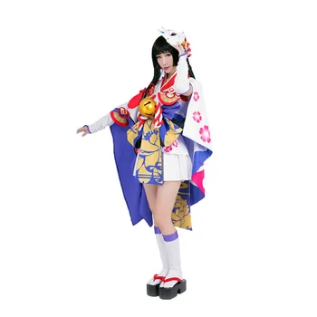Yuki Onna Cosplay Onmyoji Japonijos Sniego Fėja Idolized Kimono cosplay kostiumas su kojinių ir plaukų priedų