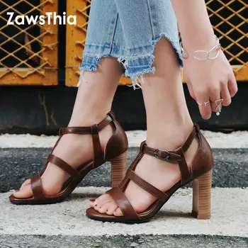 ZawsThia PU seksualus blokuoti aukštakulnius moteris siurbliai vasaros batai auliukiniai wrap gladiatorių moterų sandalai šalis suknelė, batai, plius dydis 34-43